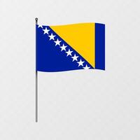 Bosnien und Herzegowina National Flagge auf Fahnenstange. Illustration. vektor