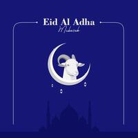 eid al adha Mubarak Gruß mit Ziege und Mond Illustration vektor