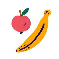 gesund Tourist Snack Früchte im Gekritzel Stil. natürlich Banane und Apfel. organisch Früchte oder Vegetarier Lebensmittel. Illustration isoliert auf Weiß Hintergrund. vektor