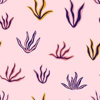 söt sömlös tropisk mönster med tång. perfekt för tapeter, webb sida bakgrunder, yta texturer, textil. tropisk rosa illustration. vektor