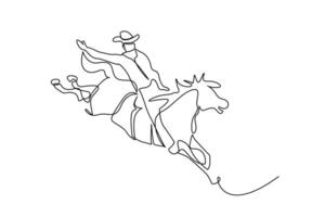 Cowboy Western Show Pferd Tier springen Lebensstil Linie Kunst vektor