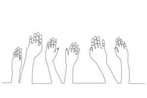 Menschen Hände oben geben die Genehmigung fragen zum Hilfe Aktivist Menge Linie Kunst vektor