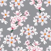 seamless blommönster med rosa orkidé och frangipani blommor abstrakt bakgrund. vektor illustration drawing.for används tapetdesign, textiltyg eller produktförpackningar.