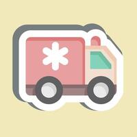 Aufkleber Krankenwagen. verbunden zu Notfall Symbol. einfach Design Illustration vektor