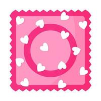 Rosa Kondomverpackungsdesign mit Herzen. vektor