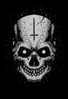 illustration skrämmande skalle satanisk stil på svart bakgrund - eps 10 vektor