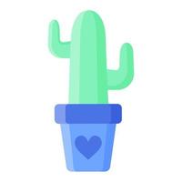 blauer Blumentopf mit Kaktus oder Sukkulente vektor