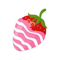 glasierte gestreifte Erdbeere in weißer und rosa Schokolade vektor
