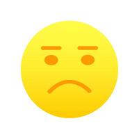 gul emoji ansikte med upprörd känsla, hängande mun hörn, nedslagen se, dysterhet härmning. olycklig, ledsen, deprimerad känsla. uttryckssymbol ikon vektor
