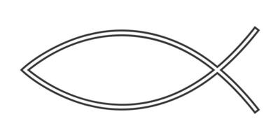 Ichthys Symbol. Jesus Fisch Zeichen isoliert auf Weiß Hintergrund. Christian Religion Symbol. Beliebt Gläubige Emblem zum Auto Stoßfänger, Aufkleber, Halsketten oder Anhänger vektor