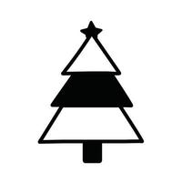 Weihnachtsbaum-Vektor-Schwarz-Weiß-Symbol vektor