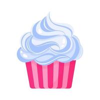 Cupcake oder Muffin mit blauer Sahne.