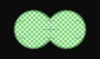 Fernglas Sucher Vorlage mit Grün Chromakey Hintergrund und Skala. Armee, Jagd oder Scharfschütze optisch Werkzeug zum vergrößern, entdecken, suchen, folgende, Ermittlung vektor