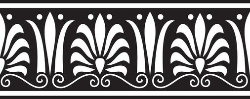 monochrom schwarz nahtlos klassisch griechisch Ornament. endlos europäisch Muster. Grenze, Rahmen uralt Griechenland, römisch Reich. vektor