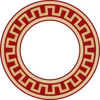 runda guld med röd jewish nationell prydnad. stjärna av david. semitisk folk cirkel, mönster. israeli etnisk tecken, ringa. vektor