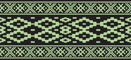 Grün Farbe nahtlos Belarussisch National Ornament. ethnisch endlos schwarz Grenze, slawisch Völker rahmen. vektor