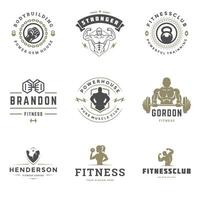 kondition Centrum och sport Gym logotyper och märken design uppsättning illustration. vektor