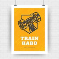 Fitness Motivation Poster retro typografisch Zitat Design Vorlage mit Hand halten Hantel Silhouette vektor