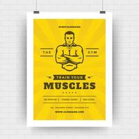 Fitness Center Flyer modern typografisch Layout Veranstaltung Startseite Design Vorlage mit Bodybuilder Mann Silhouette vektor