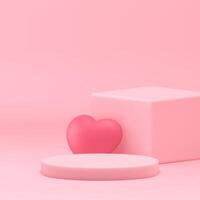 Rosa feminin romantisch 3d Podium Sockel Werbung Anzeige mit Herz realistisch vektor