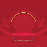 rot Luxus 3d Podium Sockel Vitrine Zylinder Stand zum Show realistisch Illustration vektor