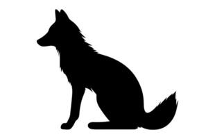 ein Fuchs Sitzung schwarz Silhouette Clip Art vektor