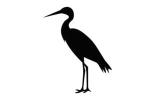 schneebedeckt Reiher Vogel schwarz Silhouette, ein Reiher Silhouette Clip Art isoliert auf ein Weiß Hintergrund vektor