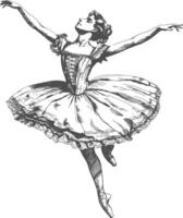 Ballerina im Aktion mit alt Gravur Stil vektor