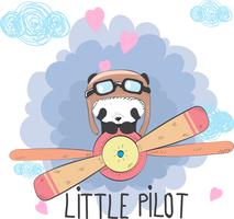 Netter Baby Panda in einem Flugzeug vektor