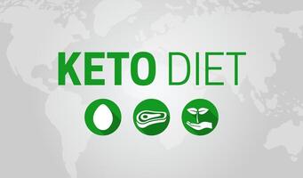 Keto Diät Hintergrund Illustration Banner mit Ei, Fleisch und Pflanze Symbole vektor