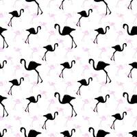 flamingo mönster design med vit bakgrund och rosa och svart fåglar vektor