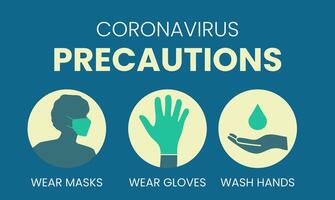 coronavirus försiktighetsåtgärder ha på sig masker, handskar, tvätta händer illustration vektor