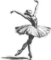 Ballerina im Aktion mit alt Gravur Stil vektor