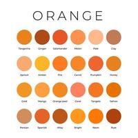 Orange Farbe Schatten Farbfelder Palette mit Namen vektor