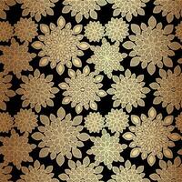 guld blommig mönster design på svart bakgrund vektor