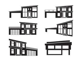 modern Haus isoliert Illustration Satz. modern Zuhause Silhouette Design vektor