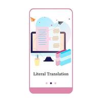 Online-Sprachkurse, wörtliche Übersetzung, persönlicher Assistent, Onboarding-Bildschirm für die mobile E-Learning-App. Menü-Vektor-Banner-Vorlage für Interface ux, ui-gui-Bildschirm mobile Entwicklung Illustration. vektor