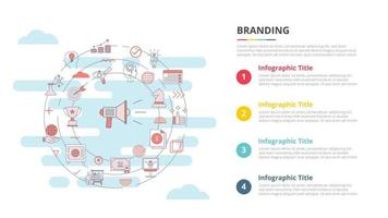 Branding-Konzept für Infografik-Vorlagenbanner mit Vier-Punkte-Listeninformationen vektor