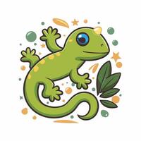 ödla gecko djur- platt illustration på vit bakgrund vektor