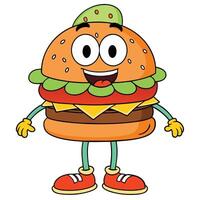 süß Hamburger Maskottchen Logo Cheeseburger Maskottchen vektor