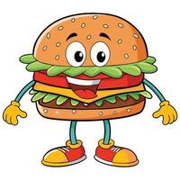 süß Hamburger Maskottchen Logo Cheeseburger Maskottchen vektor