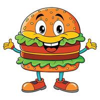 süß Hamburger Maskottchen Logo Cheeseburger Maskottchen vektor