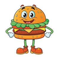 süß Hamburger Maskottchen Logo Cheeseburger Maskottchen vektor