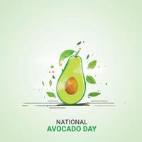 National Avocado Tag kreativ Anzeigen Design. Avocado Gemüse Symbol isoliert auf ein Grün Hintergrund. Avocado Tag Poster, Juli 31. wichtig Tag vektor