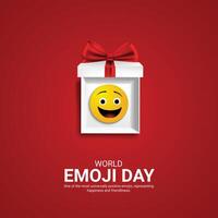 Welt Emoji Tag kreativ Anzeigen Design. Welt Emoji Tag, 17 Juli, , 3d Illustration vektor