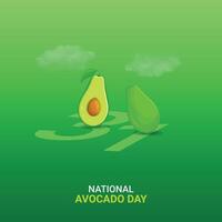 National Avocado Tag kreativ Anzeigen Design. Avocado Gemüse Symbol isoliert auf ein Grün Hintergrund. Avocado Tag Poster, Juli 31. wichtig Tag vektor