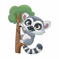 Sammlung von süß komisch exotisch Lemuren isoliert auf Weiß Hintergrund. einstellen von bezaubernd tropisch Tiere oder Primaten. eben Karikatur bunt Illustration vektor