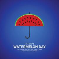 National Wassermelone Tag kreativ Anzeigen Design. Wassermelone Tag Symbol isoliert auf Vorlage zum Hintergrund. Wassermelone Tag Anzeigen Poster, August 3. wichtig Tag vektor