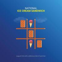 National Eis Sahne Sandwich Tag Design. Eis Sahne Sandwich Symbol isoliert auf Vorlage zum Hintergrund. Eis Sahne Sandwiches kreativ Anzeigen Poster, August 2. wichtig Tag vektor
