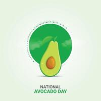 National Avocado Tag kreativ Anzeigen Design. Avocado Gemüse Symbol isoliert auf ein Grün Hintergrund. Avocado Tag Poster, Juli 31. wichtig Tag vektor